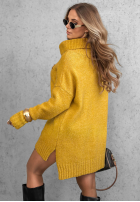 Sweter oversize z golfem Benin czekoladowy