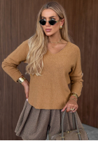 Lekki sweter z dekoltem w serek Amber Woods khaki