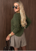 Lekki sweter z dekoltem w serek Amber Woods khaki