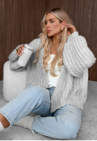 Krótki sweter kardigan z bufkami Frost Club ecru