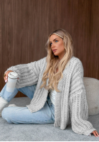Krótki sweter kardigan z bufkami Frost Club ecru