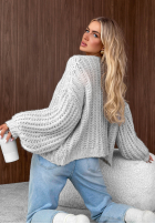 Krótki sweter kardigan z bufkami Frost Club ecru