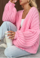 Krótki sweter kardigan z bufkami Frost Club ecru