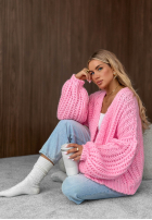 Krótki sweter kardigan z bufkami Frost Club ecru