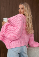 Krótki sweter kardigan z bufkami Frost Club ecru