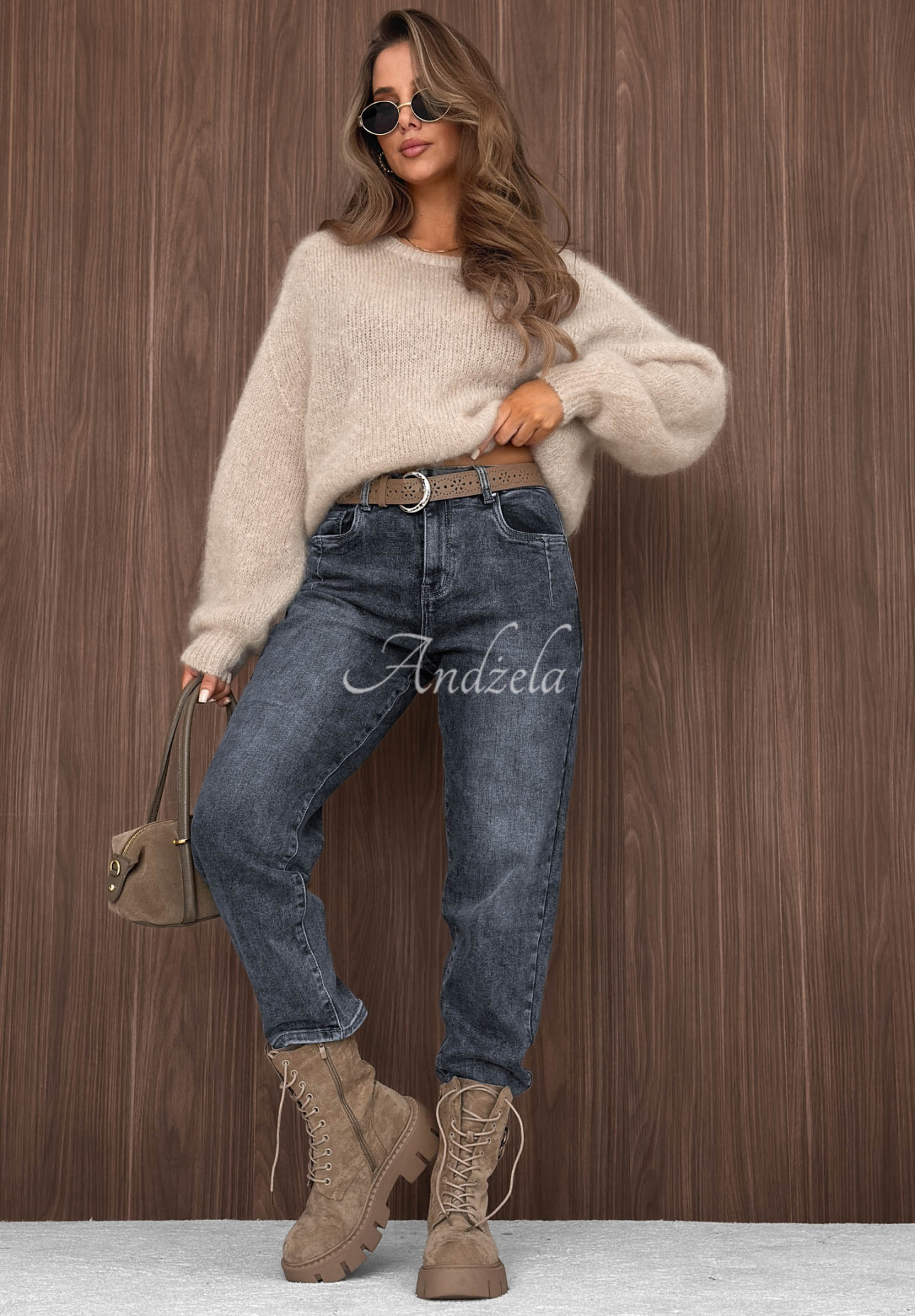 Spodnie jeansowe mom fit Sunday Morning ciemnoniebieskie