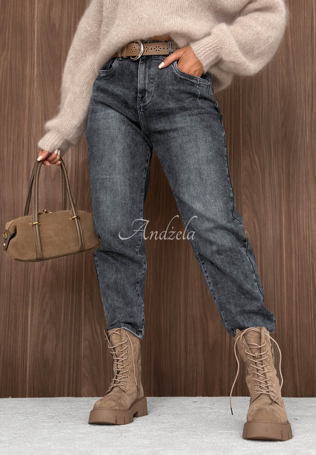 Spodnie jeansowe mom fit Sunday Morning ciemnoniebieskie