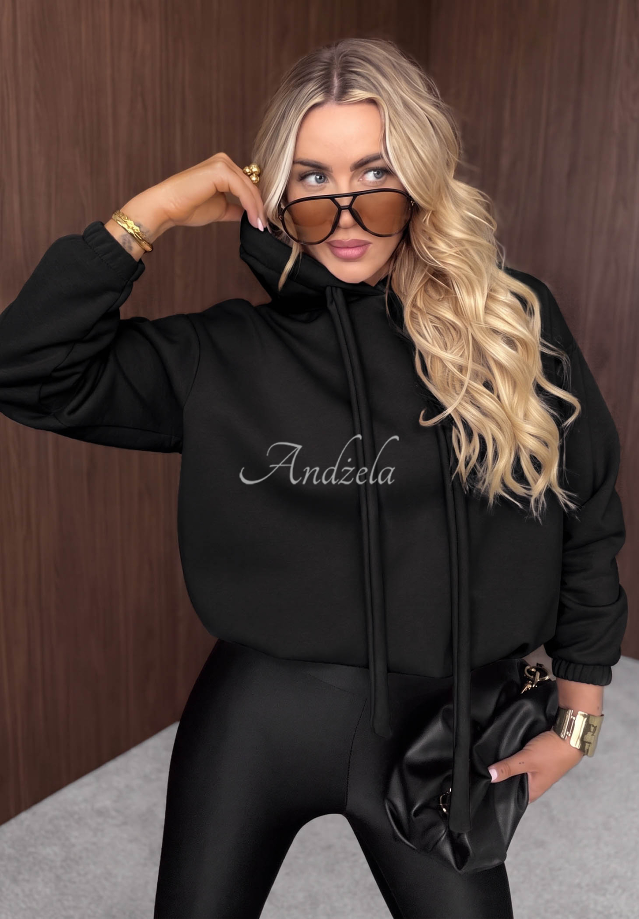 Not Quite Oversized Black Cotton Hoodie