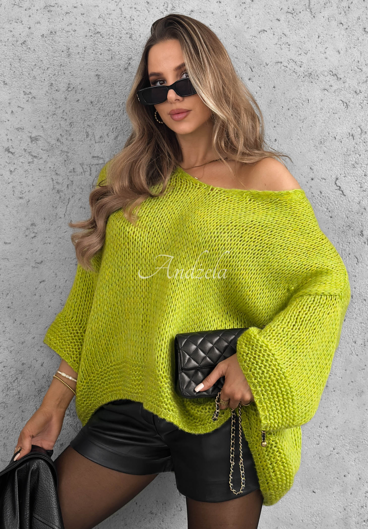 Sweter oversize z wełną Gentle Cuddle zielony awokado