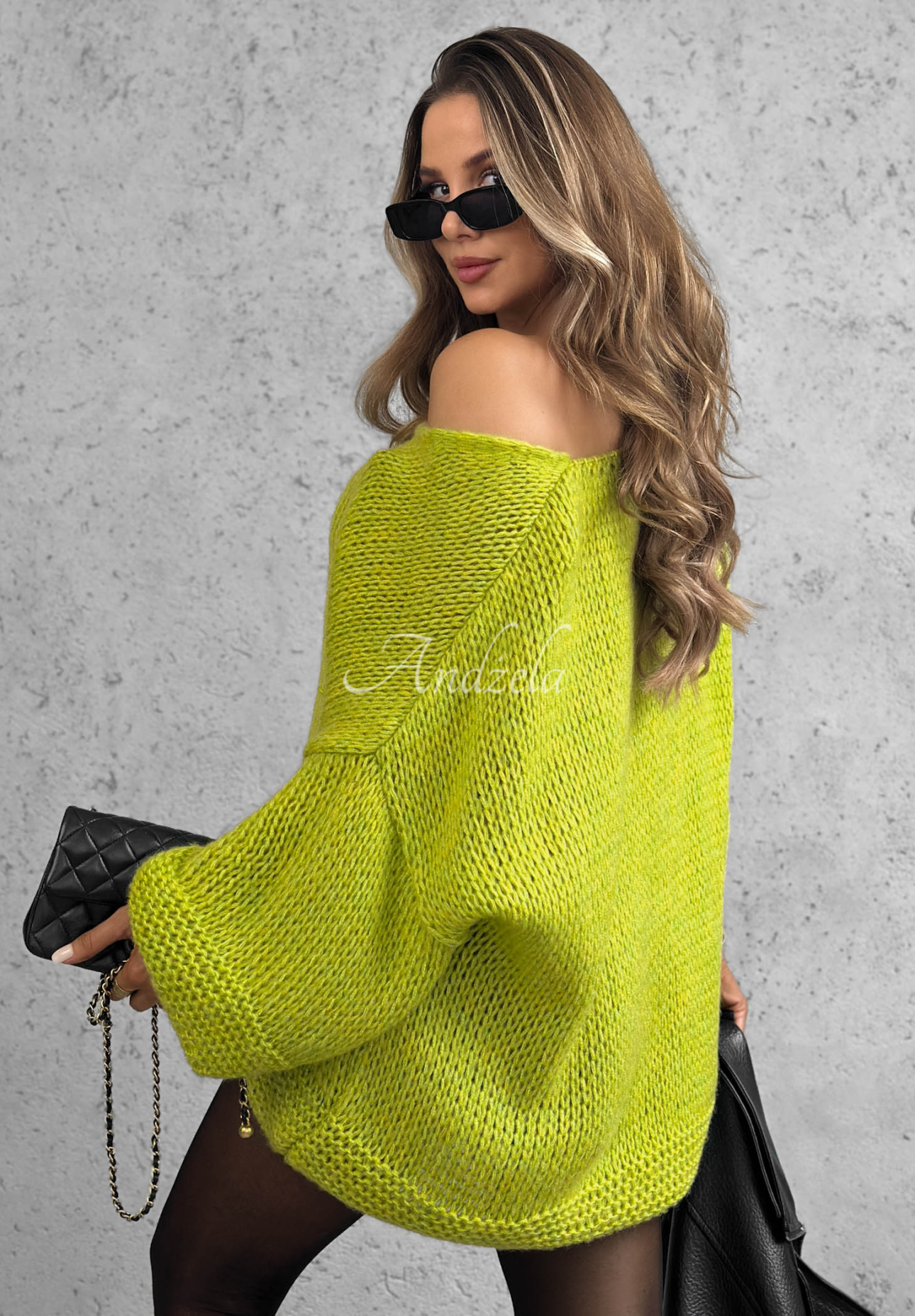 Sweter oversize z wełną Gentle Cuddle zielony awokado
