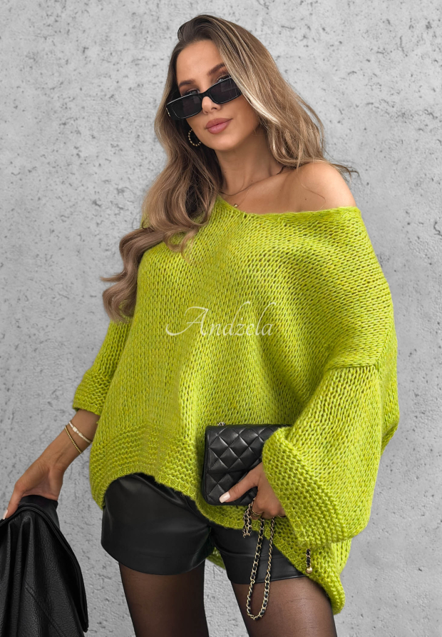 Sweter oversize z wełną Gentle Cuddle zielony awokado