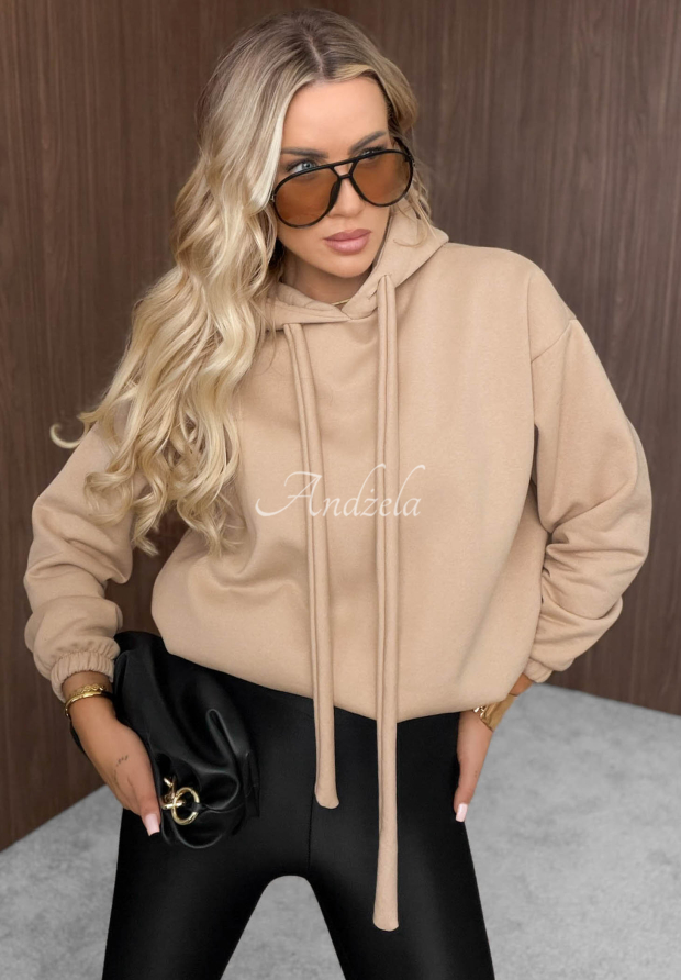 Not Quite Oversized Beige Cotton Hoodie