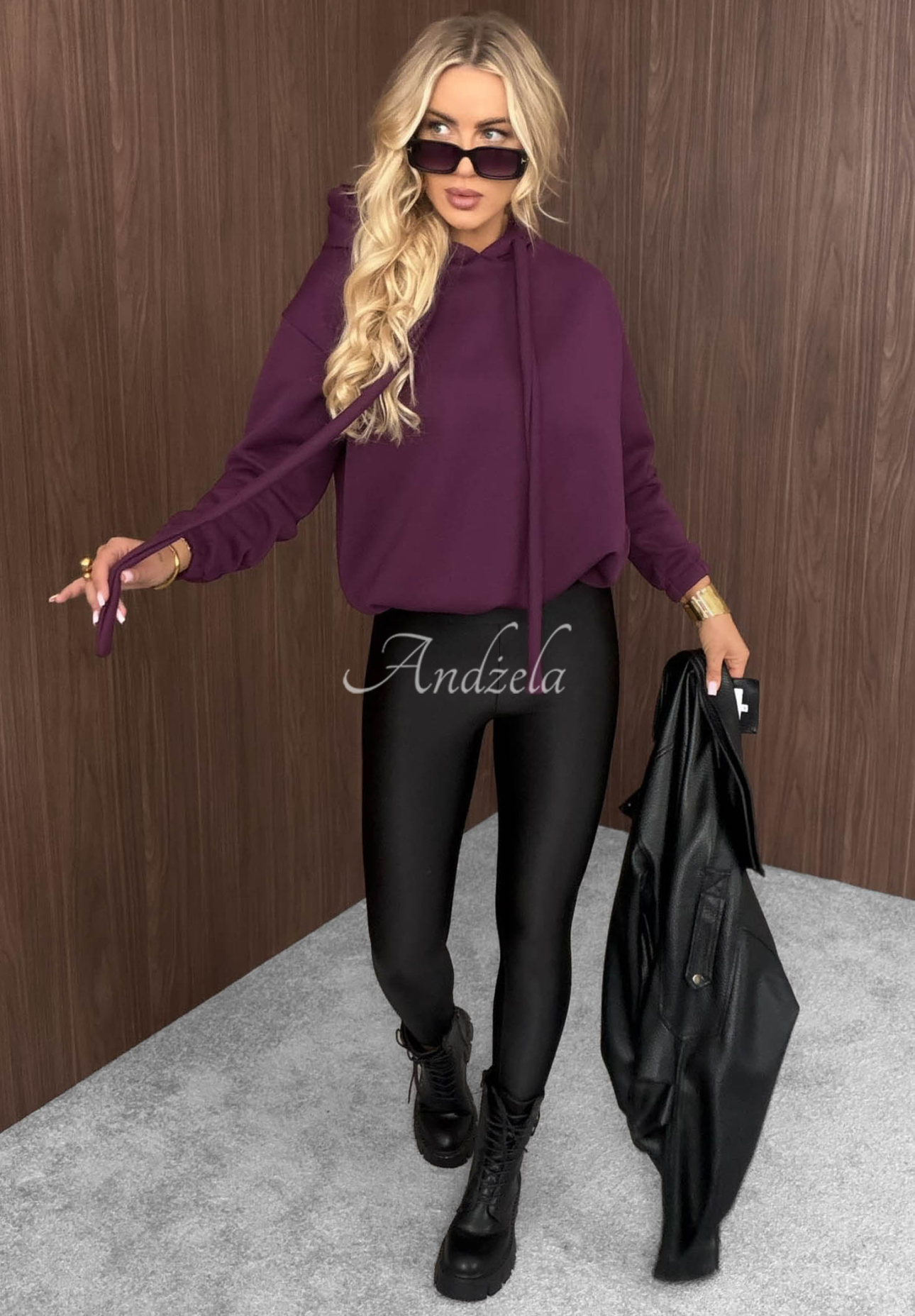 Not Quite Oversized Cotton Hoodie in Berry