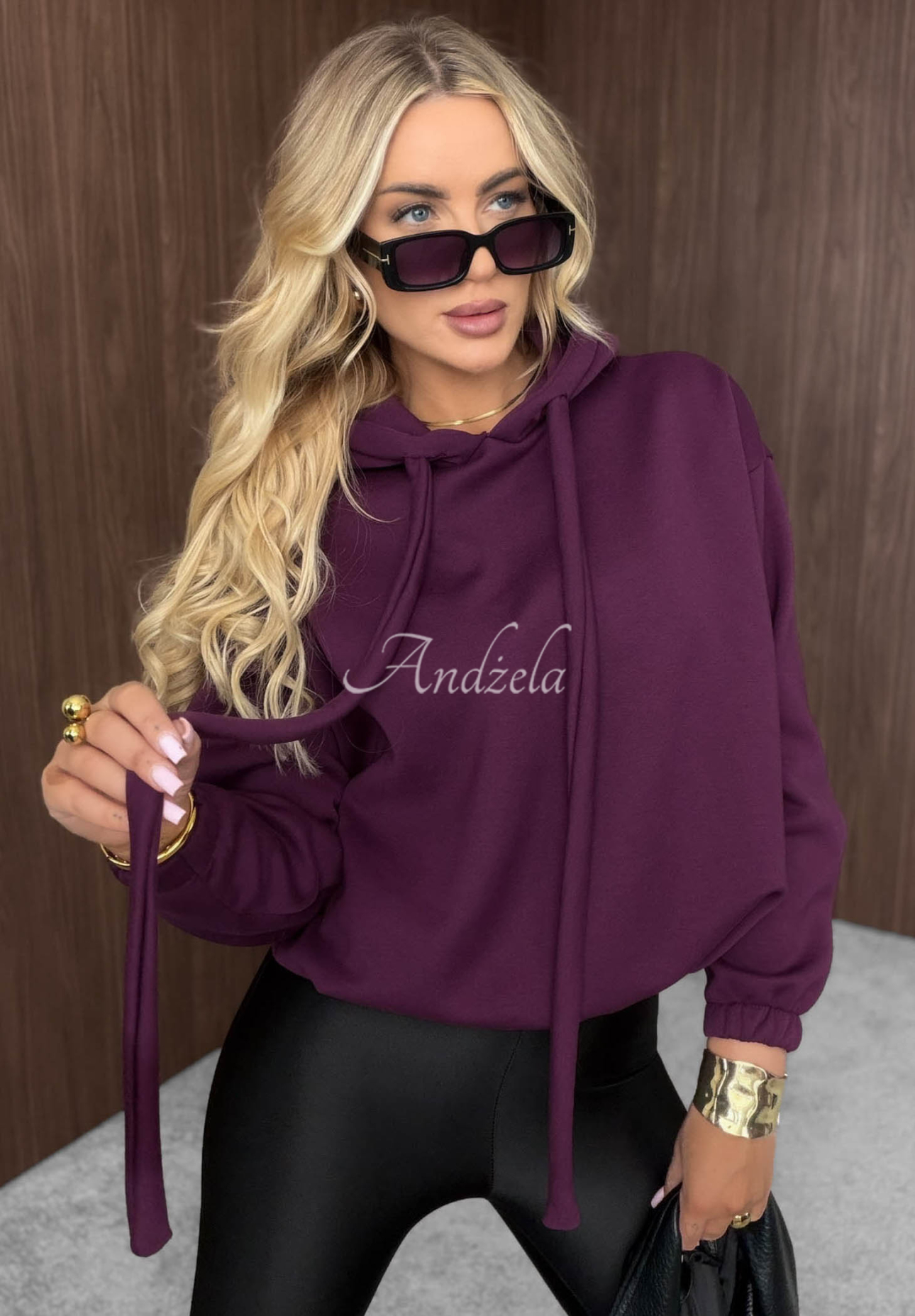 Not Quite Oversized Cotton Hoodie in Berry