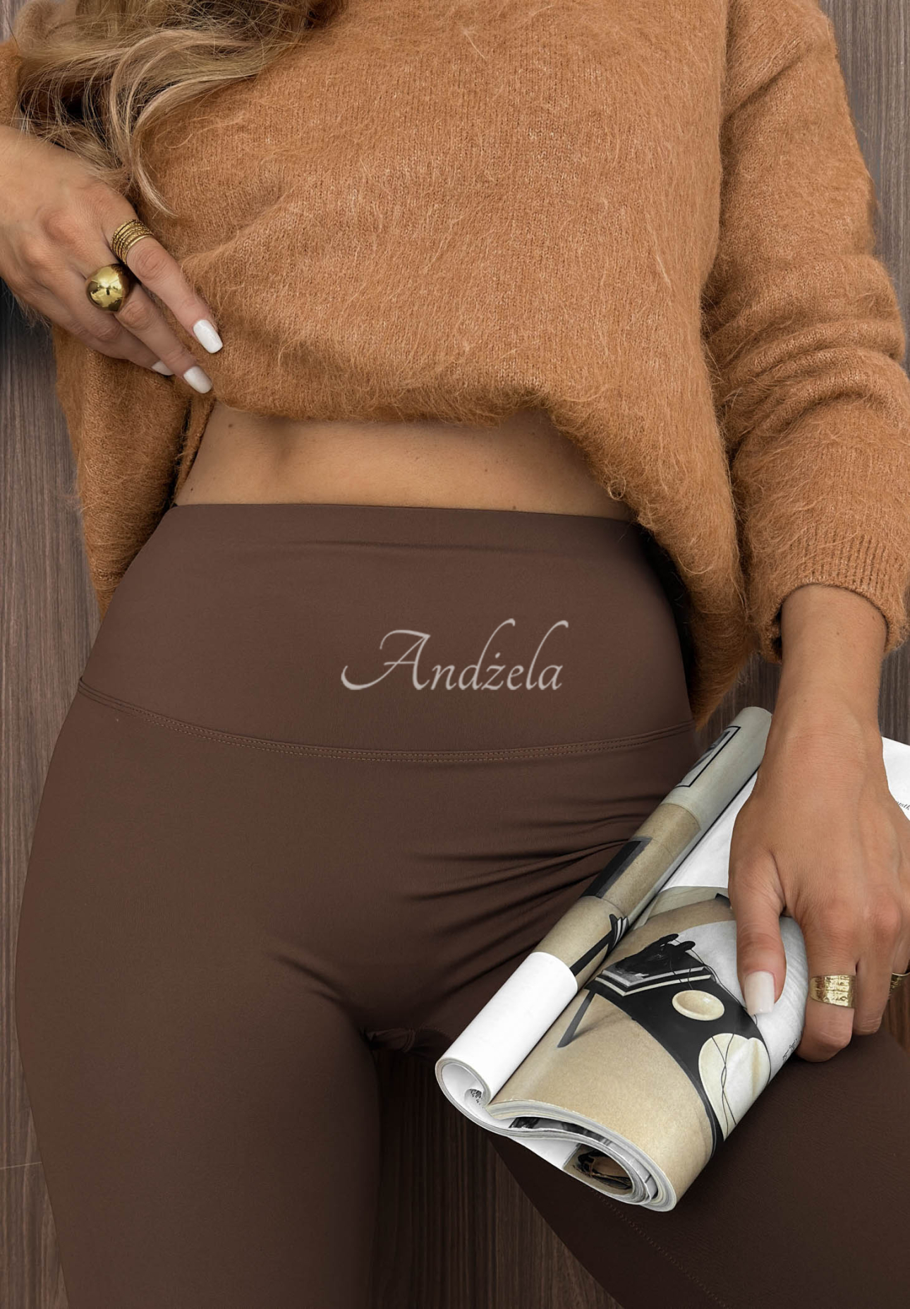 Rainy Streets Chocolate-Colored Laser-Cut Leggings