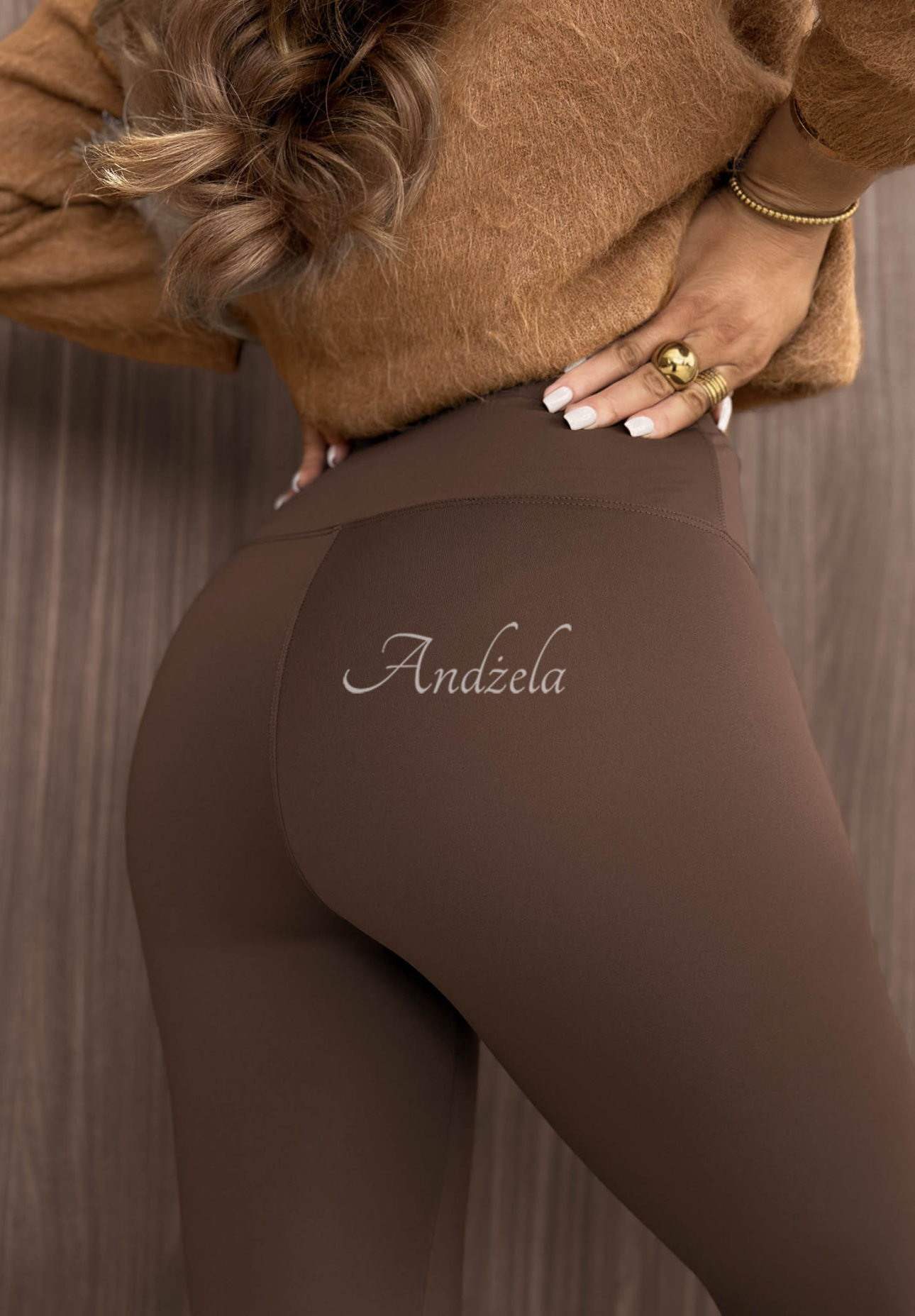 Rainy Streets Chocolate-Colored Laser-Cut Leggings