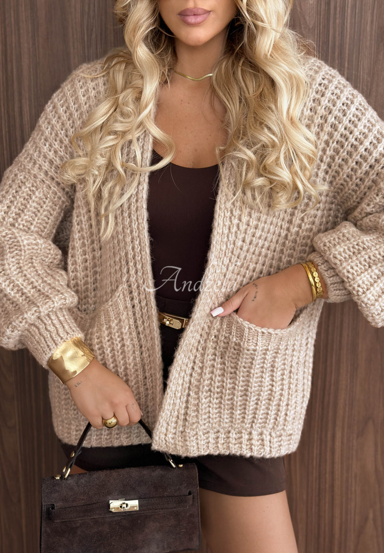 Simply Cozy Short Cardigan with Wool, Beige