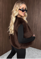 Krótka kamizelka futerko Cozy Fur czekoladowa