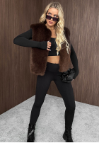 Krótka kamizelka futerko Cozy Fur czekoladowa
