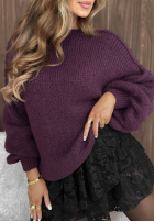 Sweter oversize z wełną Magic Hour jagodowy