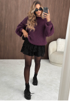 Sweter oversize z wełną Magic Hour jagodowy