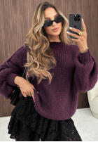 Sweter oversize z wełną Magic Hour jagodowy