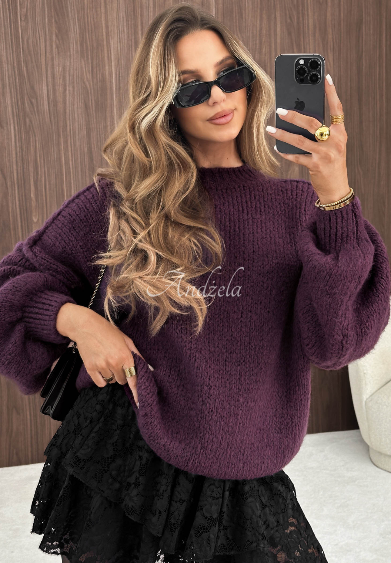 Magic Hour Oversized Sweater with Wool, Berry Blue