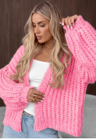 Krótki sweter kardigan z bufkami Frost Club ecru
