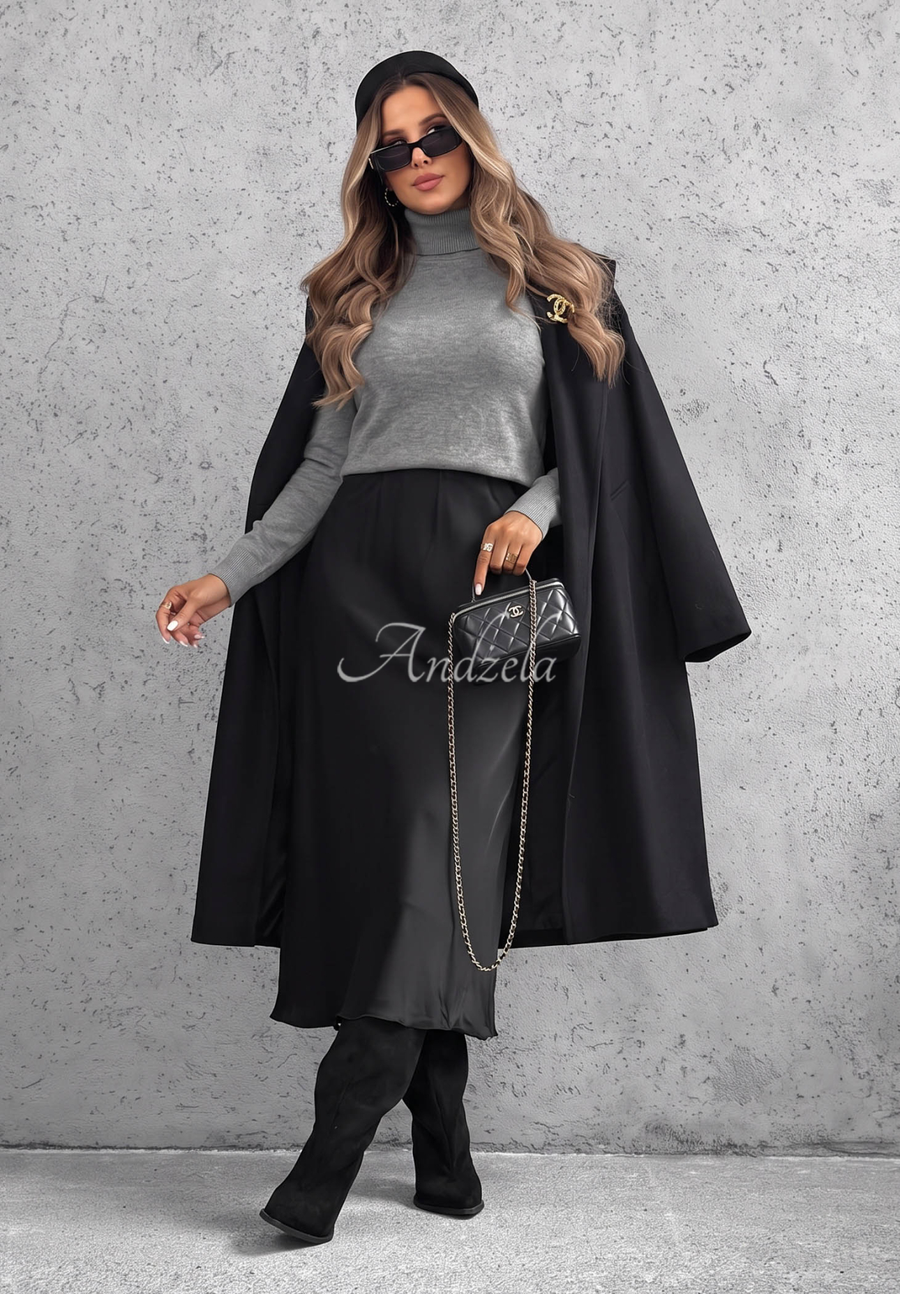 Early Evening Gray Viscose Turtleneck Sweater