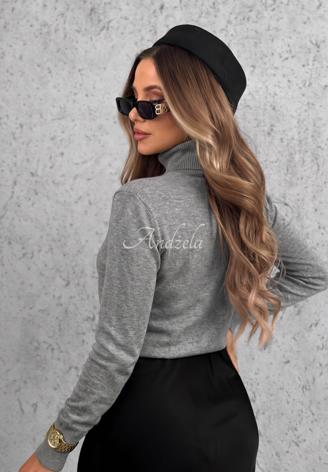 Wiskozowy sweter z golfem Early Evening szary