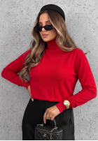 Dopasowany sweter z golfem Early Evening czerwony