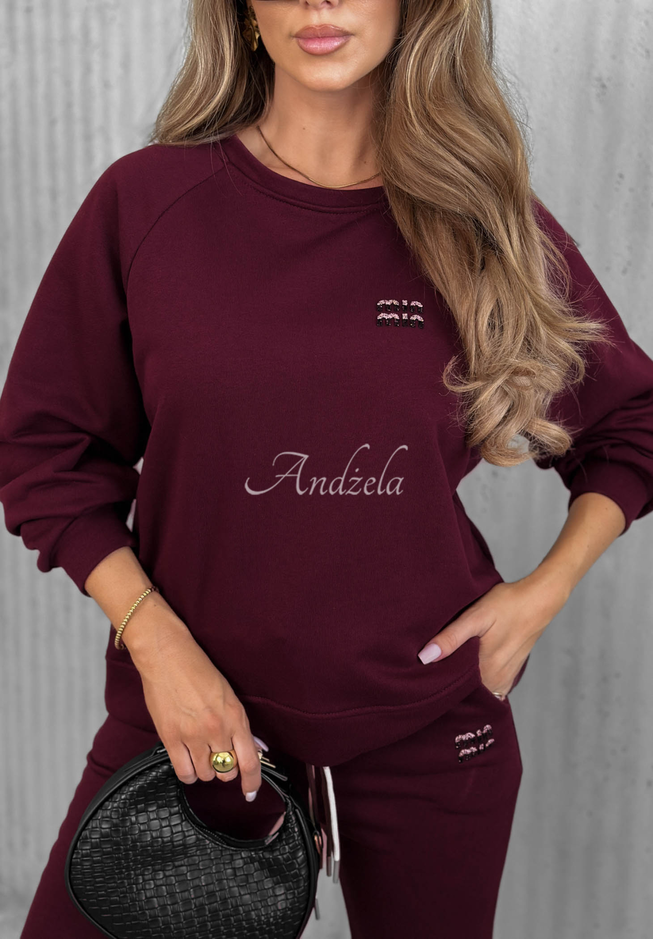 Misty Melody Burgundy Cotton Sweatsuit Set