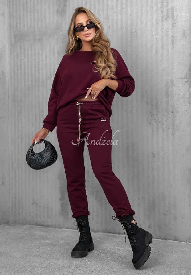 Misty Melody Burgundy Cotton Sweatsuit Set