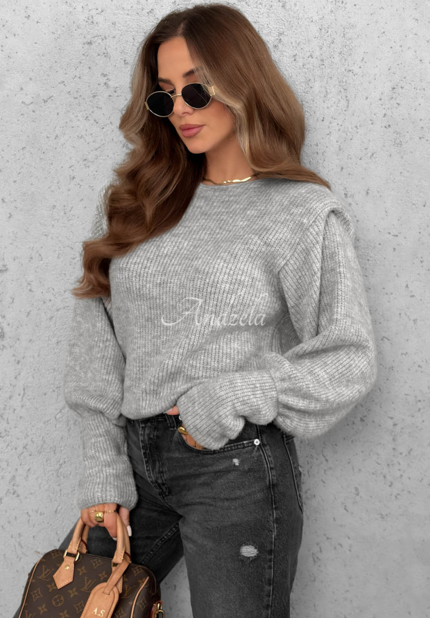 Lost Signal Gray Sweater with Puffs and Wool