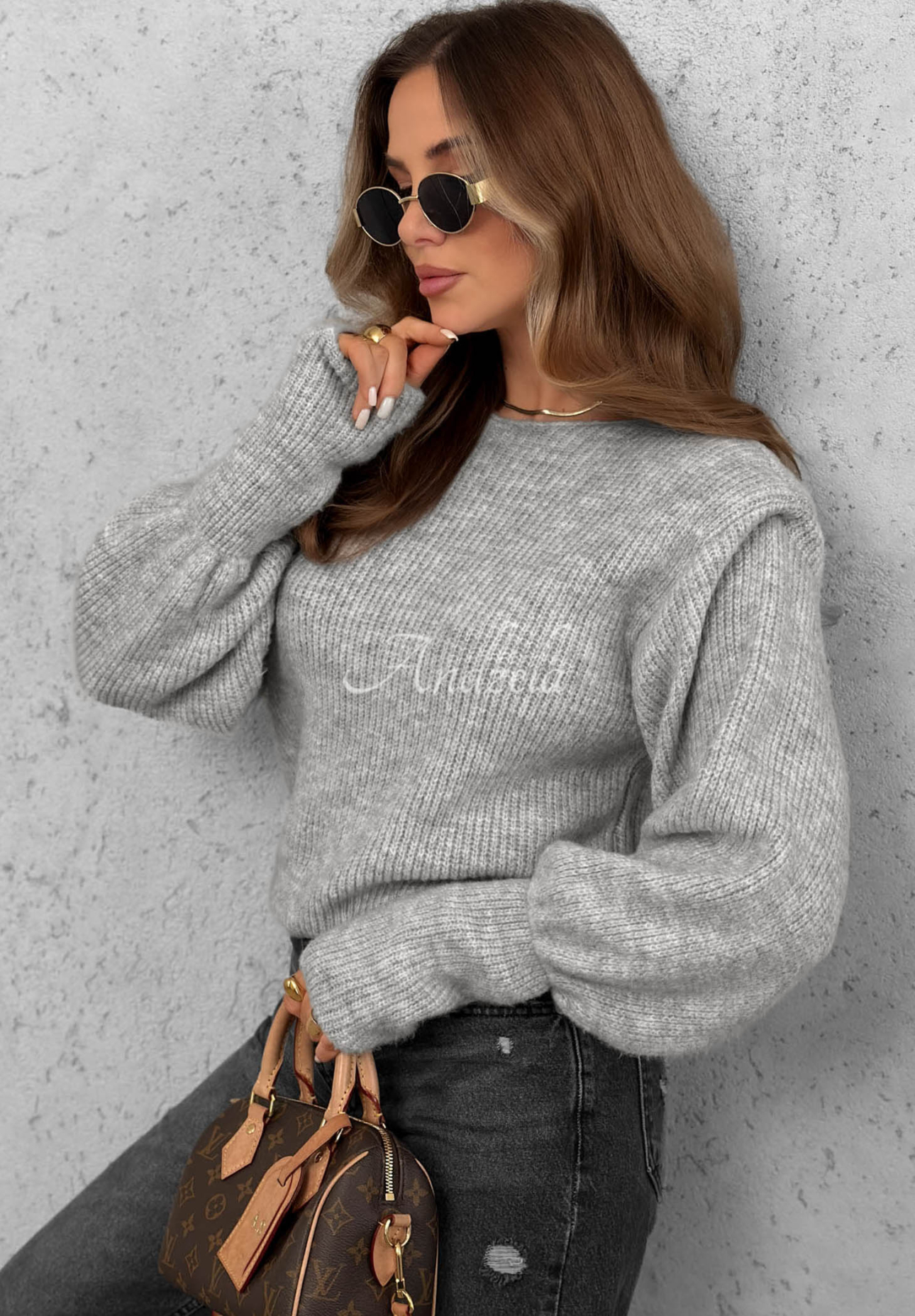 Lost Signal Gray Sweater with Puffs and Wool