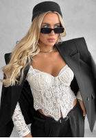 Gorsetowa bluzka longsleeve z koronki Pure Seduction czarna