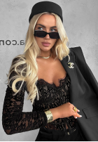 Gorsetowa bluzka longsleeve z koronki Pure Seduction czarna