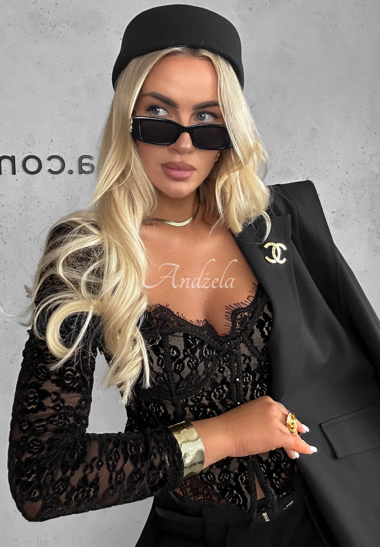 Pure Seduction Black Lace Long-Sleeve Corset-Style Blouse