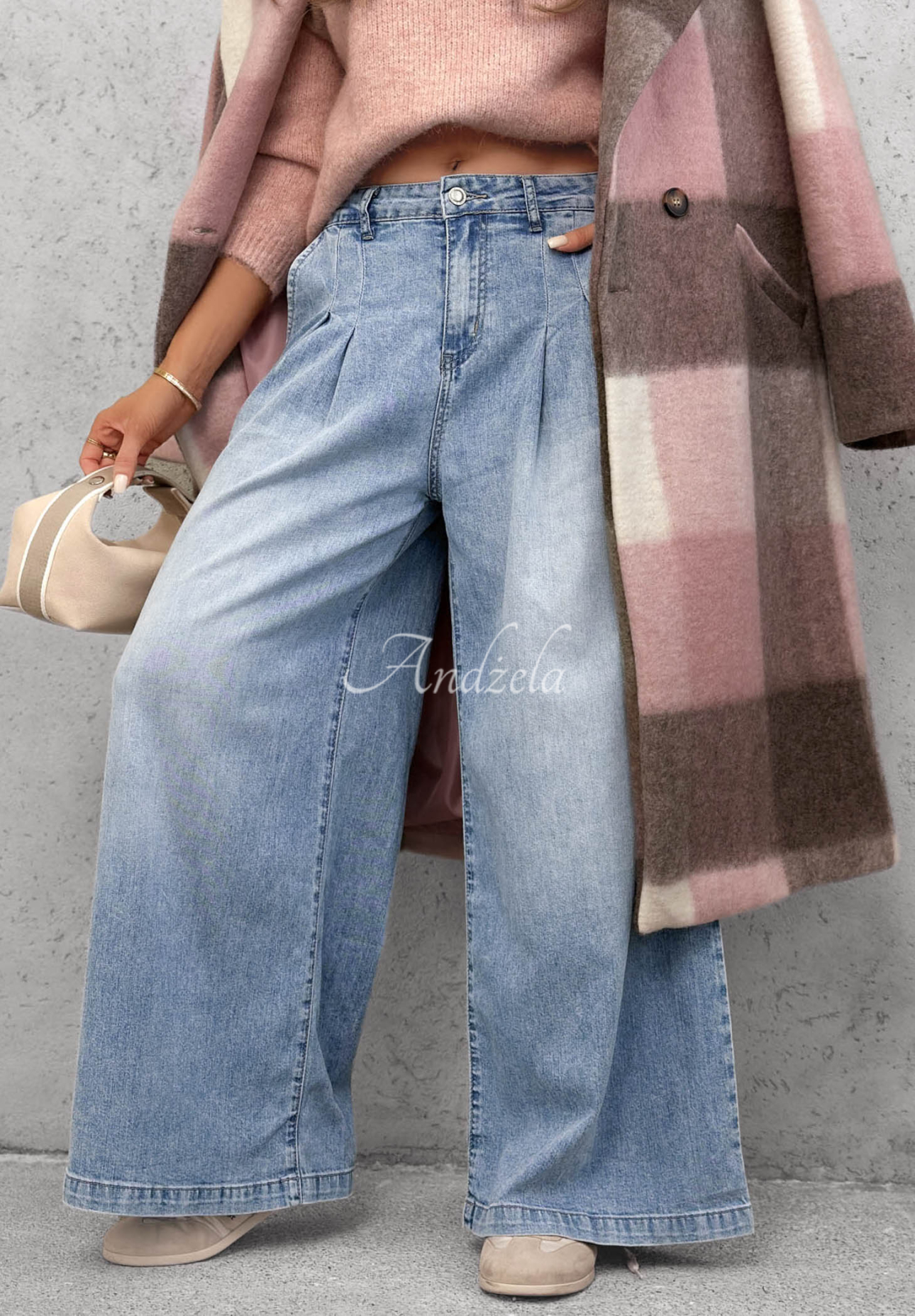 Spodnie jeansowe wide leg Daily Walk jasnoniebieskie