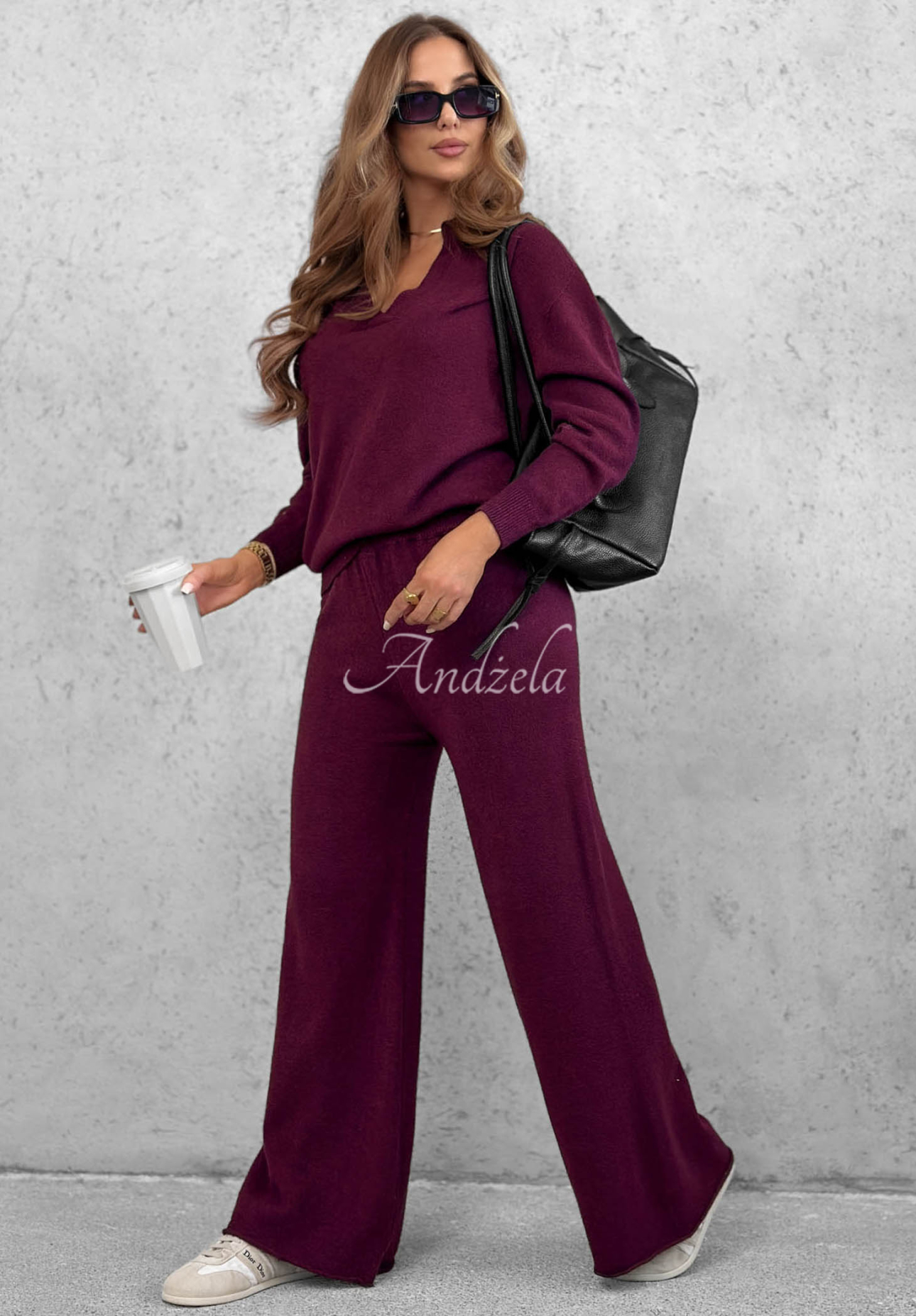 Warm Dreams Blueberry-Colored Viscose Knit Set