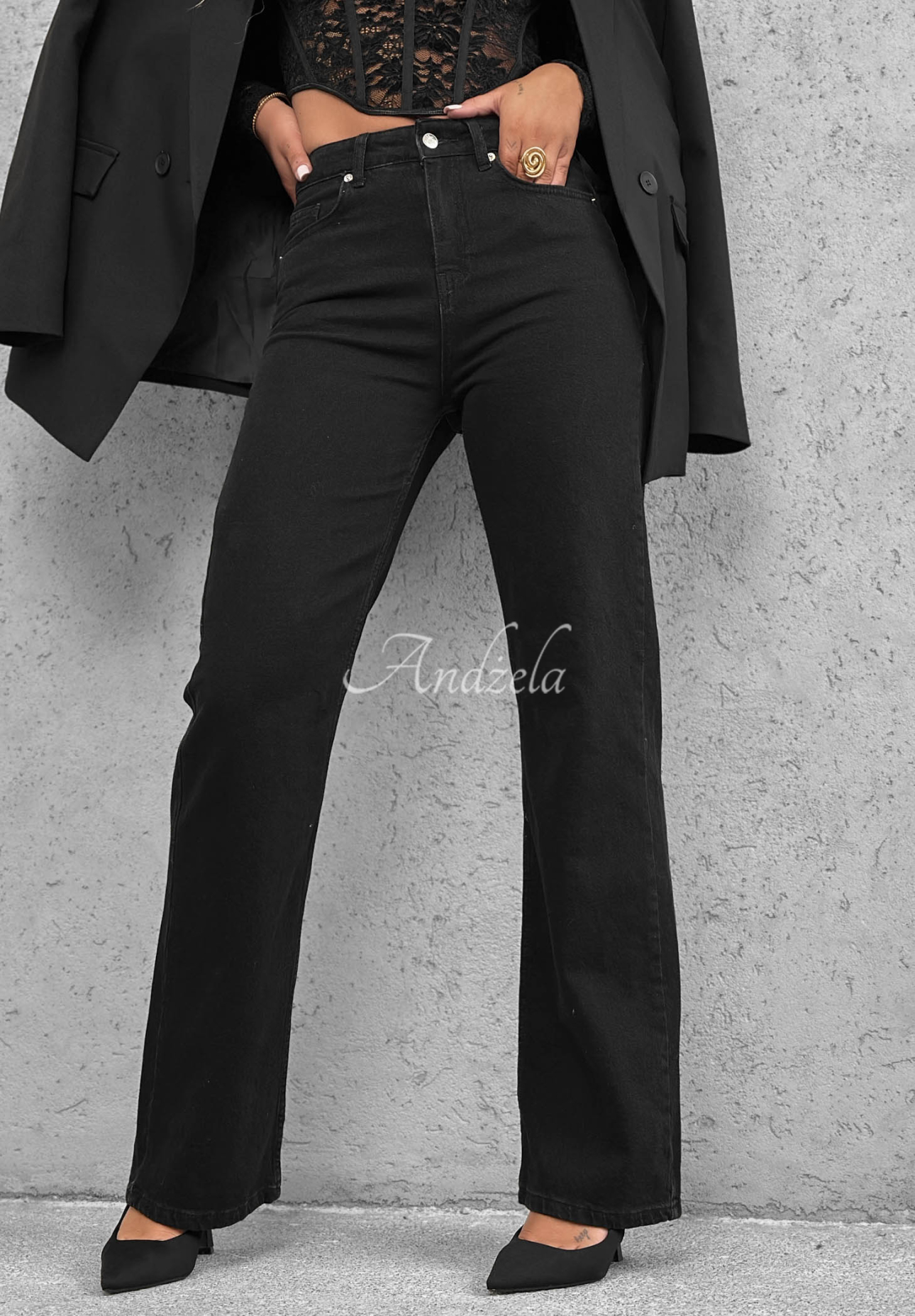 Spodnie jeansowe straight Rebel Energy czarne