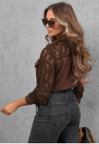 Koronkowa koszula z kieszeniami Secret Lace czekoladowa
