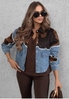 Jeansowa kurtka w łatki Denim Cowgirl niebieska