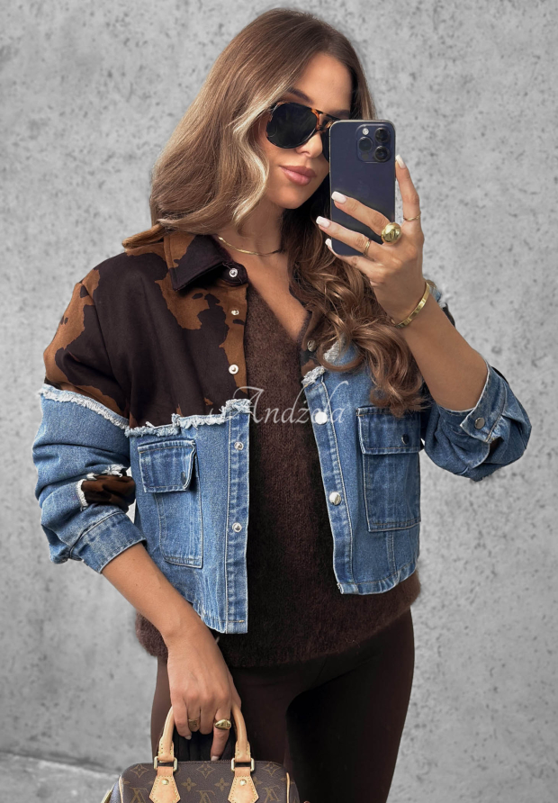 Jeansowa kurtka z zamszowymi akcentami Denim Cowgirl niebieska
