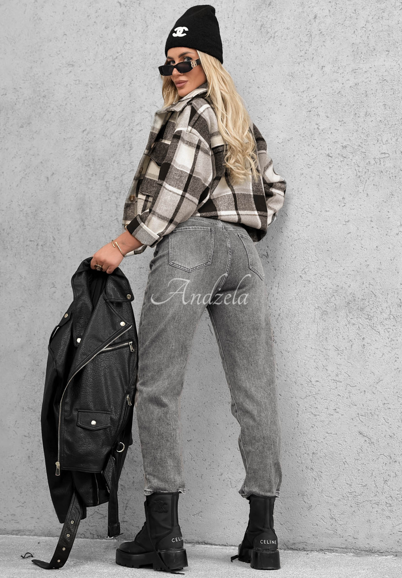 Spodnie jeansowe mom fit Quiet Days szare