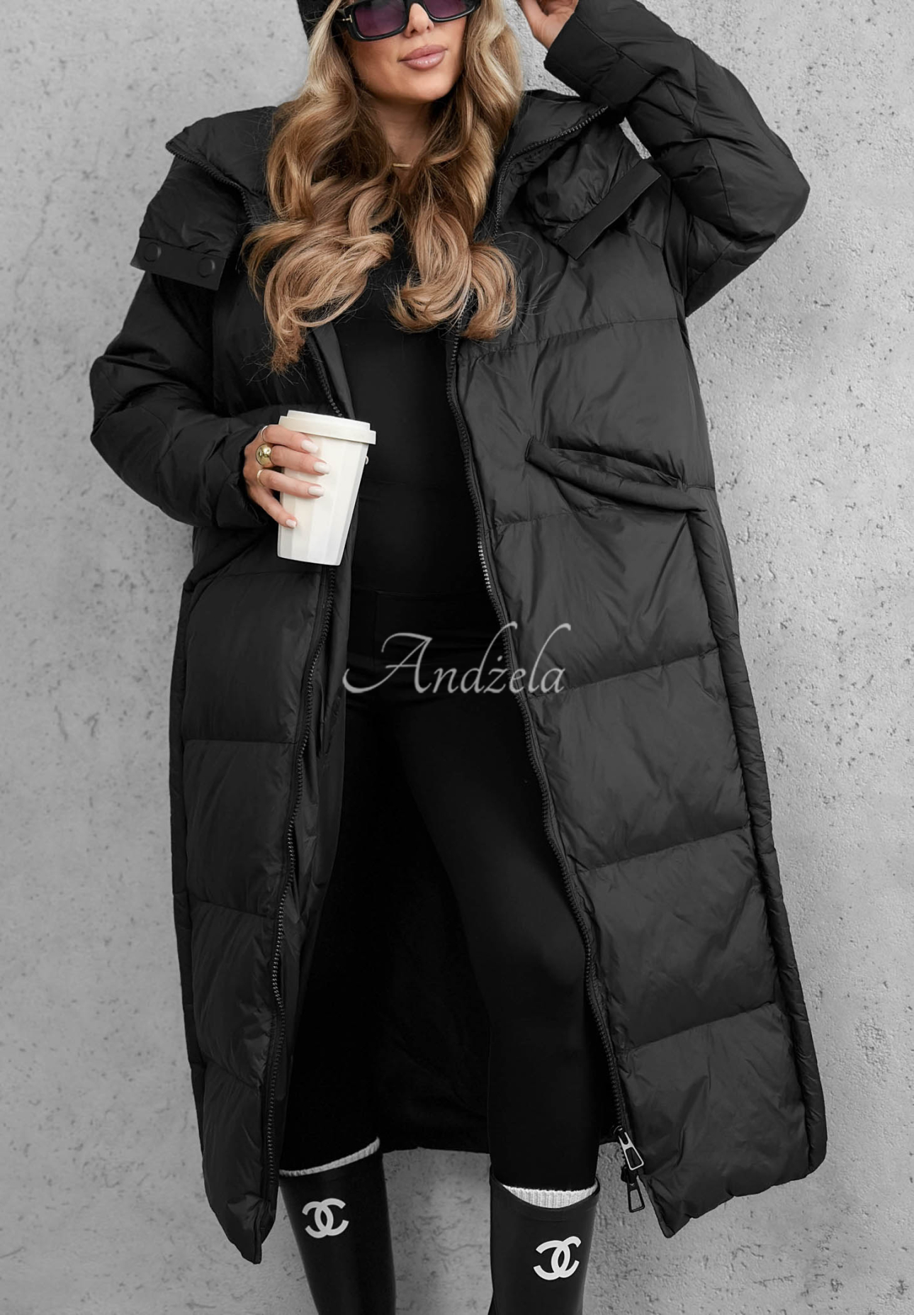 Want Winter Long Black Hooded Down Jacket