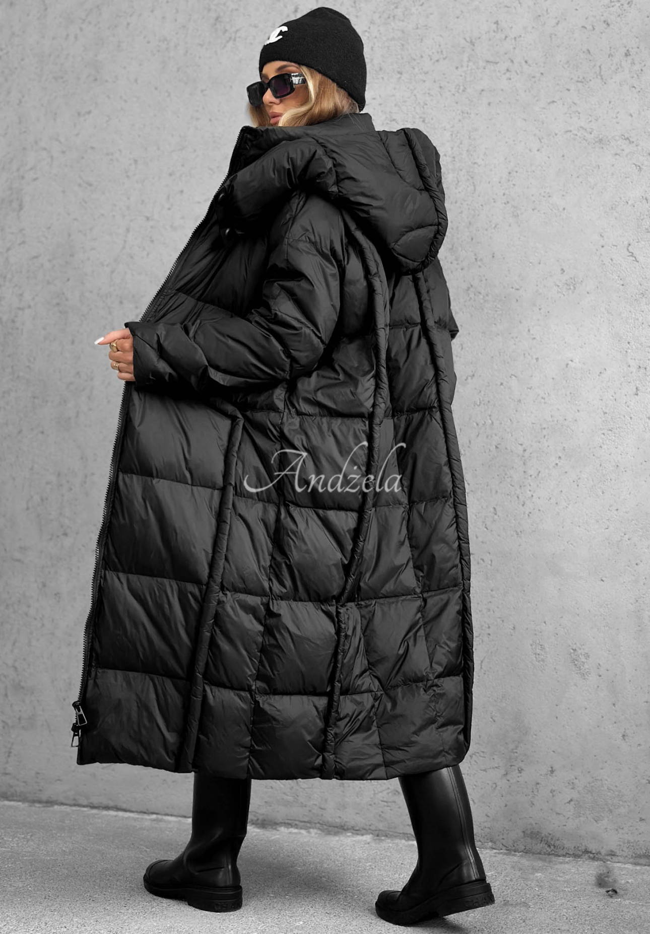 Want Winter Long Black Hooded Down Jacket