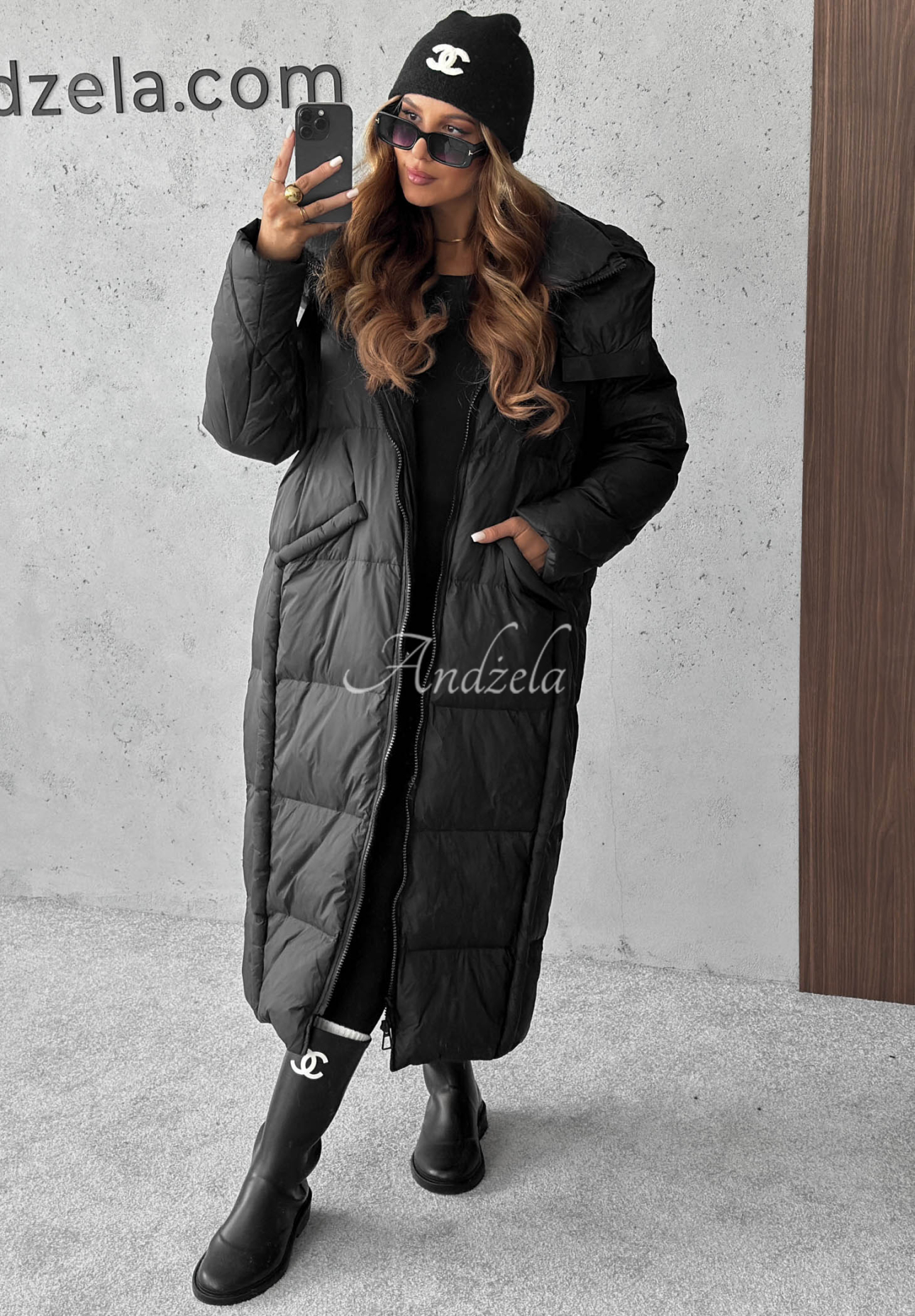 Want Winter Long Black Hooded Down Jacket