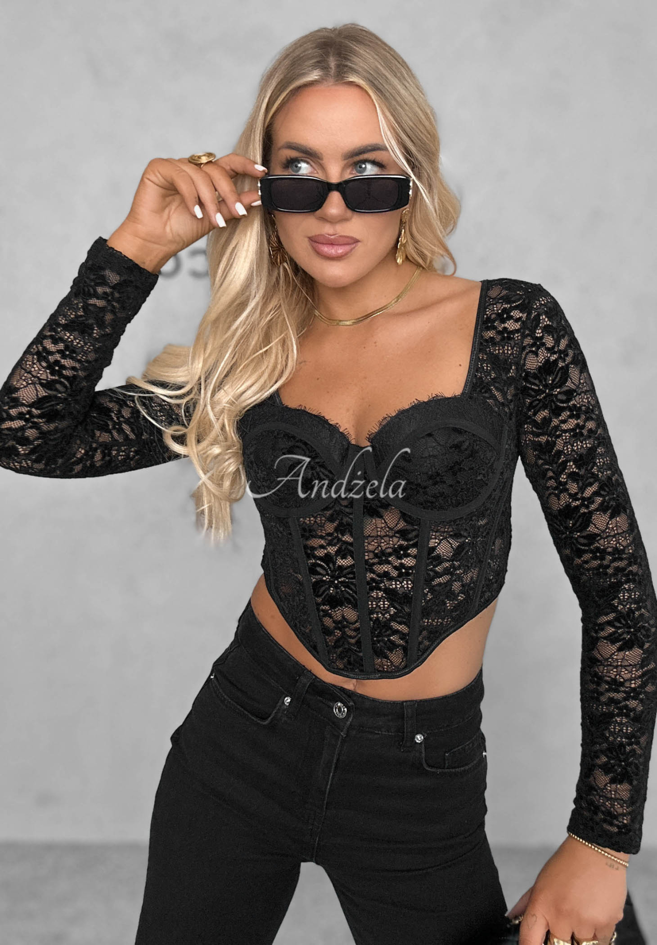 Last Dance Short Lace Corset Top, Black