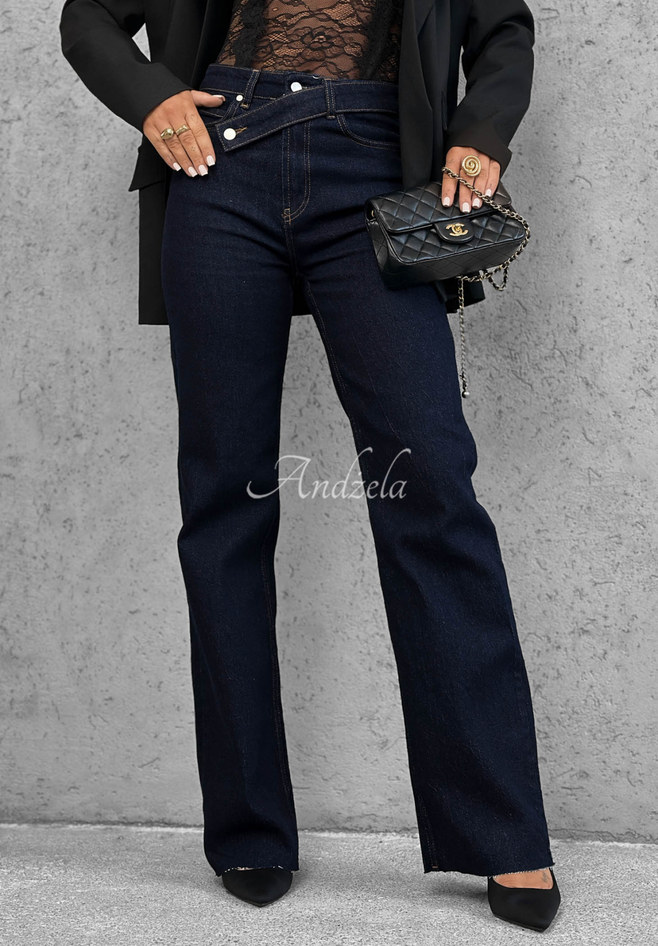 Bad Babe Navy Blue Straight-Leg Jeans